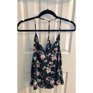 Forever 21 Floral Print T-back Strap Cami Blouse